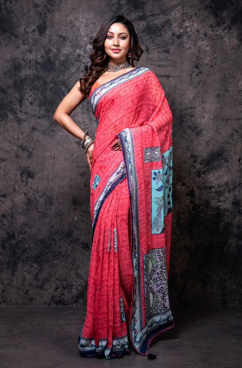 Morchari Georgette Saree With Digital Print - Multicolour | Grocsy