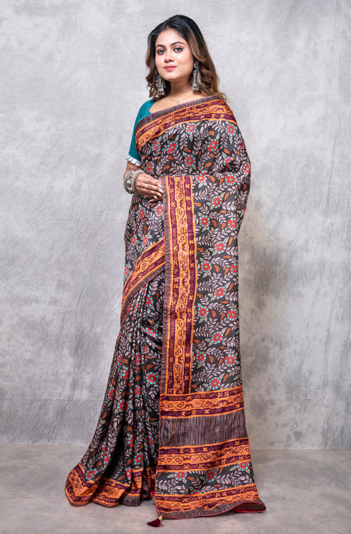 Morchari Pure Opara Saree Digital Print - Multicolour | Grocsy