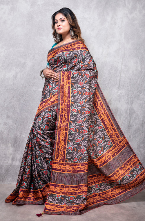 Morchari Pure Opara Saree Digital Print - Multicolour | Grocsy