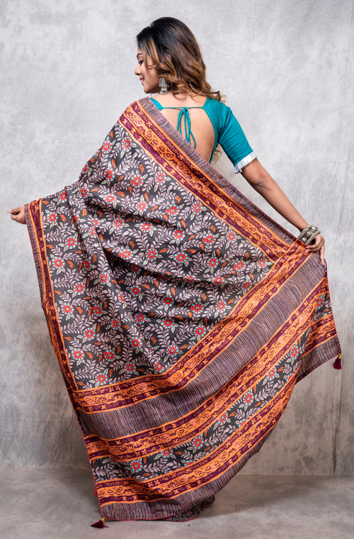 Morchari Pure Opara Saree Digital Print - Multicolour | Grocsy