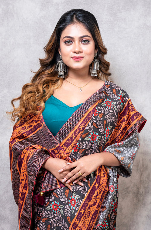 Morchari Pure Opara Saree Digital Print - Multicolour | Grocsy