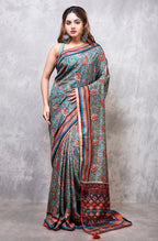 Morchari Pure Russian Silk Saree Digital Print - Multicolour | Grocsy