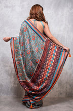 Morchari Pure Russian Silk Saree Digital Print - Multicolour | Grocsy