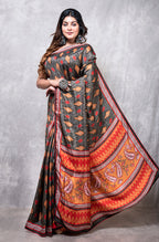 Morchari Pure Russian Silk Saree Digital Print - Multicolour | Grocsy