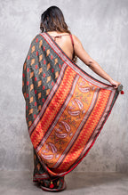 Morchari Pure Russian Silk Saree Digital Print - Multicolour | Grocsy