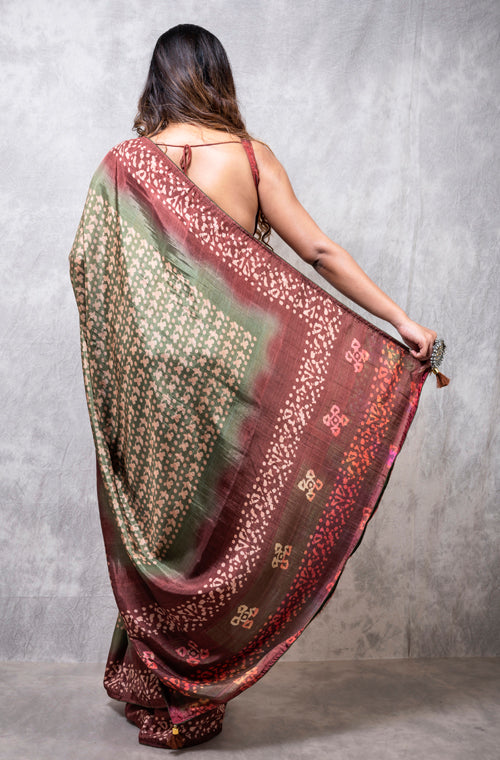 Morchari Pure Russian Silk Saree Digital Print - Multicolour | Grocsy