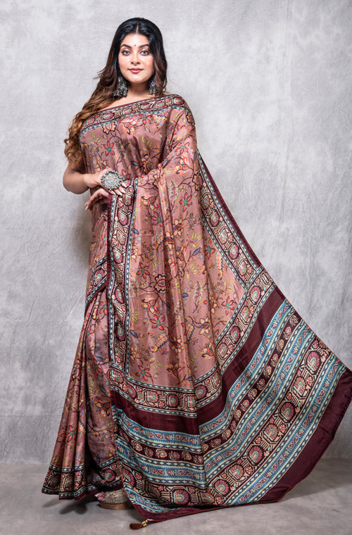 Morchari Pure Russian Silk Saree Digital Print - Multicolour | Grocsy