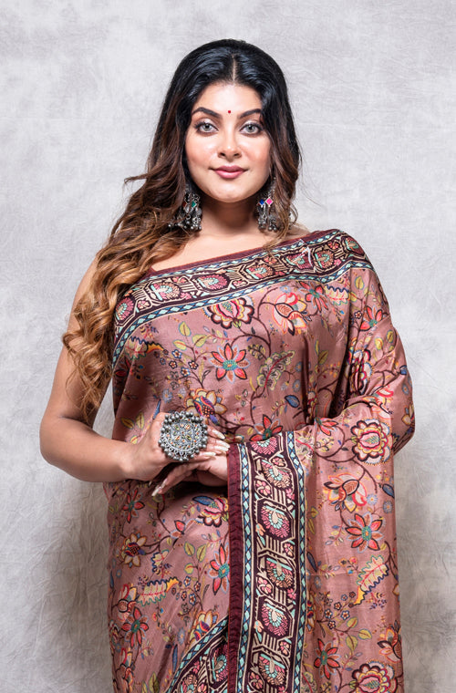 Morchari Pure Russian Silk Saree Digital Print - Multicolour | Grocsy