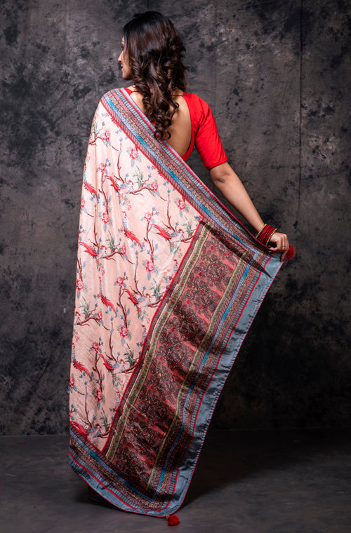 Morchari Pure Russian Silk Saree Digital Print - Multicolour | Grocsy