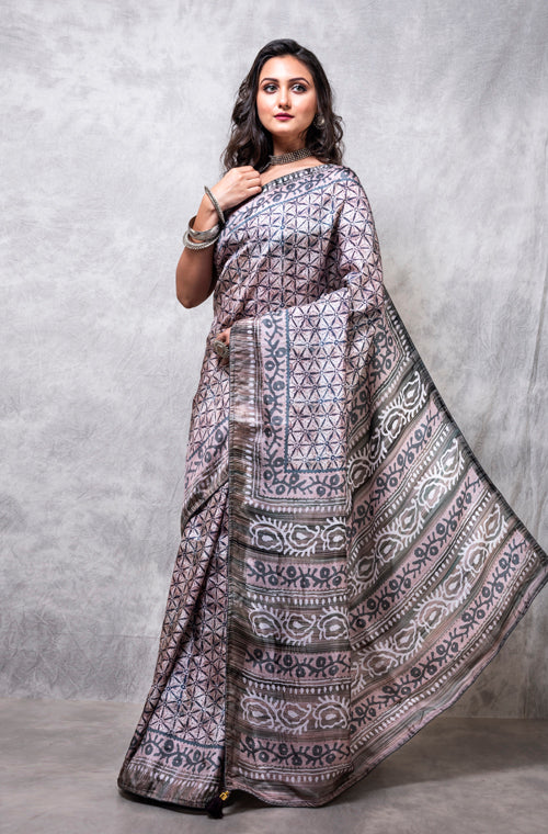 Morchari Pure Russian Silk Saree Digital Print - Multicolour | Grocsy