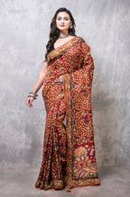 Morchari Pure Dola Silk Saree Digital Print - Multicolour | Grocsy