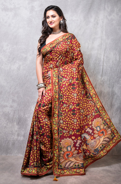 Morchari Pure Dola Silk Saree Digital Print - Multicolour | Grocsy