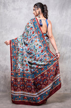 Morchari Pure Dola Silk Saree Digital Print - Multicolour | Grocsy