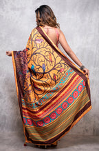 Morchari Pure Dola Silk Saree Digital Print - Multicolour | Grocsy