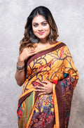 Morchari Pure Dola Silk Saree Digital Print - Multicolour | Grocsy