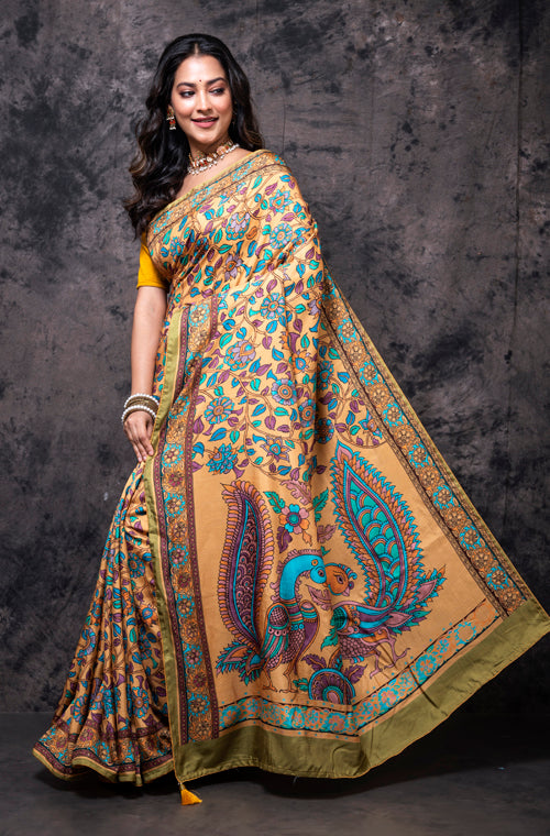 Morchari Pure Dola Silk Saree Digital Print - Multicolour | Grocsy