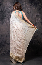 Morchari Fancy Embroidery Saree - Cream | Grocsy