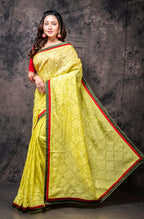 Morchari Fancy Embroidery Saree - Yellow | Grocsy