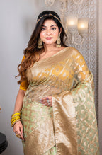 Morchari Organza Heavy Zari Saree - Green | Grocsy