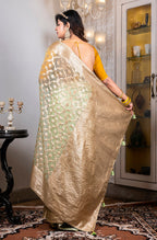 Morchari Organza Heavy Zari Saree - Green | Grocsy