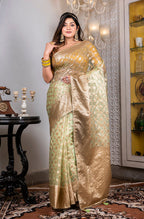 Morchari Organza Heavy Zari Saree - Green | Grocsy