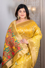 Morchari Organza Heavy Zari Saree - Yellow | Grocsy