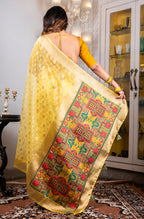 Morchari Organza Heavy Zari Saree - Yellow | Grocsy