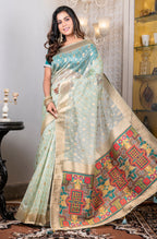 Morchari Organza Heavy Zari Saree - Green | Grocsy