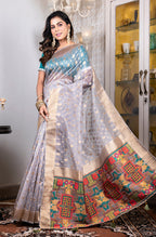 Morchari Organza Heavy Zari Saree - Grey | Grocsy