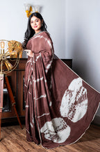 Morchari Chiffon Saree (Tie & Dye) - Brown | Grocsy