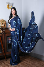 Morchari Chiffon Saree (Tie & Dye) - Blue | Grocsy