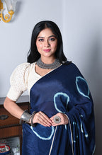 Morchari Chiffon Saree (Tie & Dye) - Blue | Grocsy
