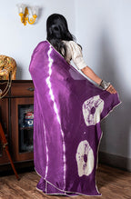Morchari Chiffon Saree (Tie & Dye) - Purple | Grocsy