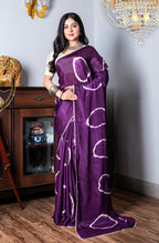 Morchari Chiffon Saree (Tie & Dye) - Purple | Grocsy
