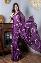 Morchari Chiffon Saree (Tie & Dye) - Purple | Grocsy