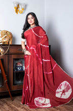 Morchari Chiffon Saree (Tie & Dye) - Maroon | Grocsy