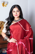 Morchari Chiffon Saree (Tie & Dye) - Maroon | Grocsy