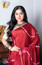 Morchari Chiffon Saree (Tie & Dye) - Maroon | Grocsy