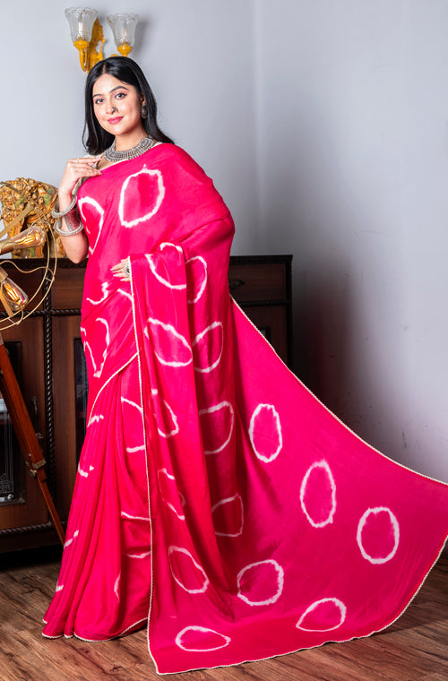 Morchari Chiffon Saree (Tie & Dye) - Rani | Grocsy