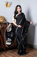 Morchari Chiffon Saree (Tie & Dye) - Black | Grocsy
