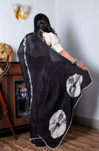 Morchari Chiffon Saree (Tie & Dye) - Black | Grocsy