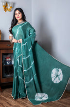 Morchari Chiffon Saree (Tie & Dye) - Green | Grocsy