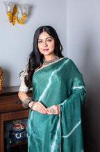 Morchari Chiffon Saree (Tie & Dye) - Green | Grocsy