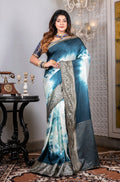 Morchari Pure Dola Saree (Marble Dye) - Grey | Grocsy