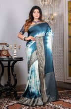 Morchari Pure Dola Saree (Marble Dye) - Grey | Grocsy