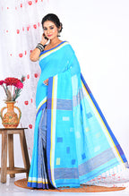 Morchari Cotton Handloom Saree - Blue | Grocsy