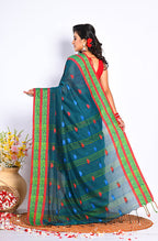 Morchari Cotton Handloom Saree - Green | Grocsy