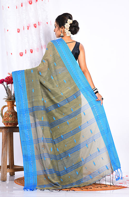 Morchari Cotton Handloom Saree - Grey | Grocsy