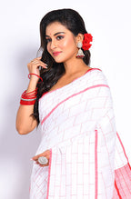 Morchari Cotton Handloom Linin Saree - Multicolour | Grocsy