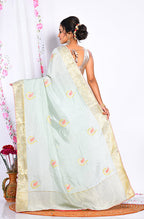 Morchari Heavy Embroidery Saree - Light Green | Grocsy